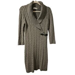 Calvin Klein Gray Cable Knit Midi Dress